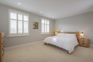 White Bedroom Shutters Installed in Andover By The Great Shutter Co.