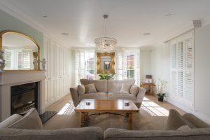 Premium Wooden Shutters Installed In A Lounge By The Great Shutter Co.