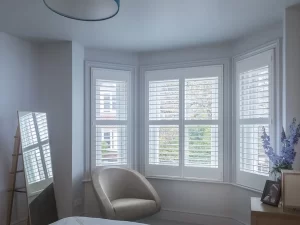 Bedroom Splay Bay Window Shutters in Winchester Installed By The Great Shutter Co.