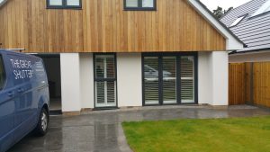 Lounge Bifolding Tracked Shutters Installed In Alton By The Great Shutter Co.